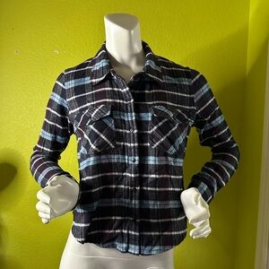 Full Tilt Black/White/Blue Button-up Flannel
